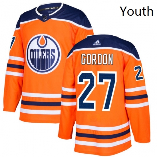 Youth Adidas Edmonton Oilers 27 Boyd Gordon Authentic Orange Home NHL Jersey